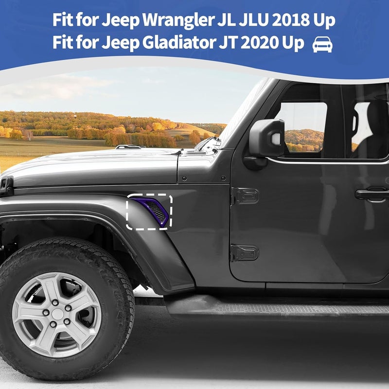 RT-TCZ for Jeep JL Side Fender Vent Decal Trim Cover for Jeep Wrangler JL JLU 2018-Present for Gladiator JT 2020-Present Purple Exterior Accessories 2pcs - Image 4